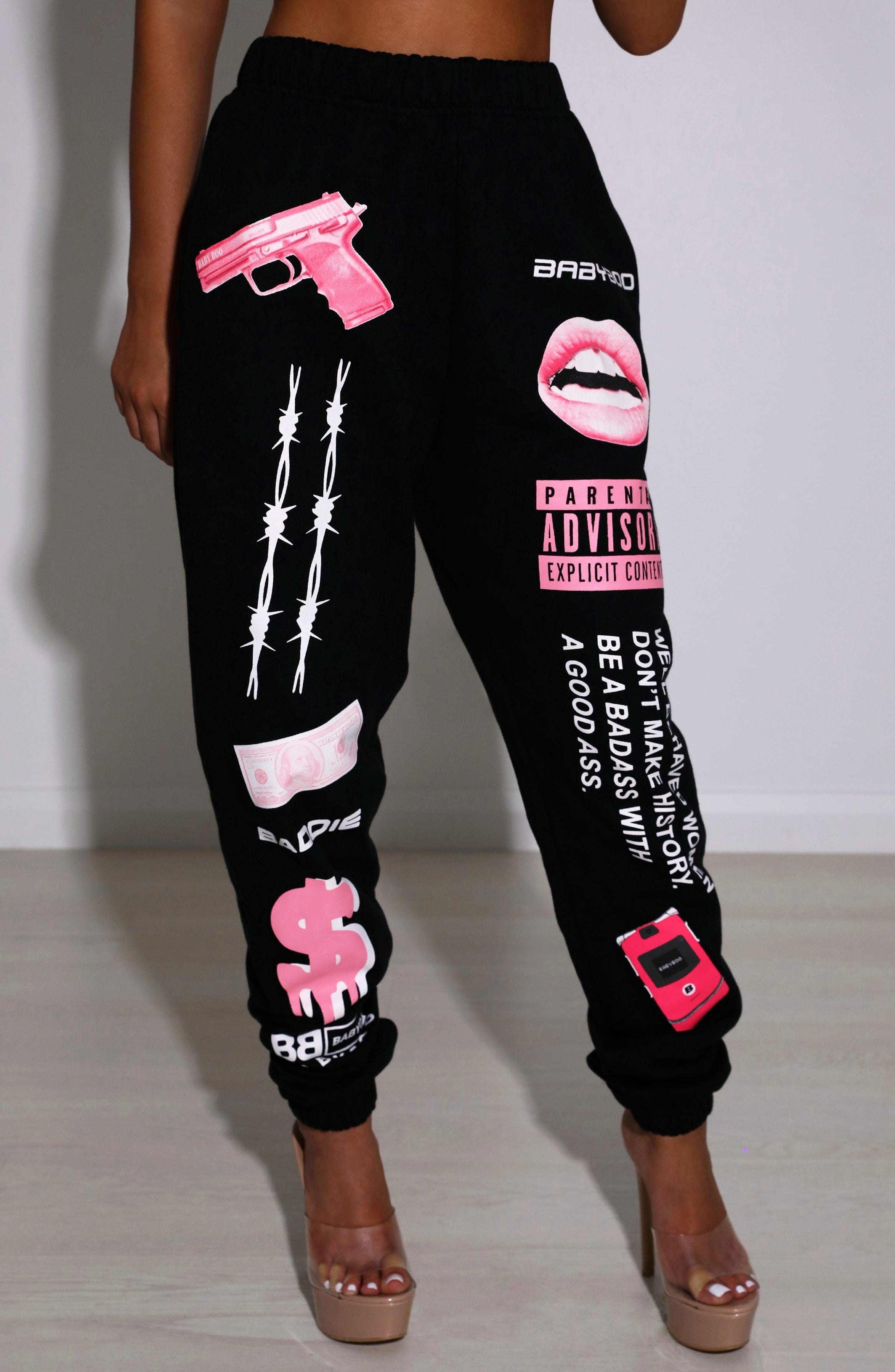 Baddie Graphic Trackpant - Black Baddie Graphic Trackpant - Black
