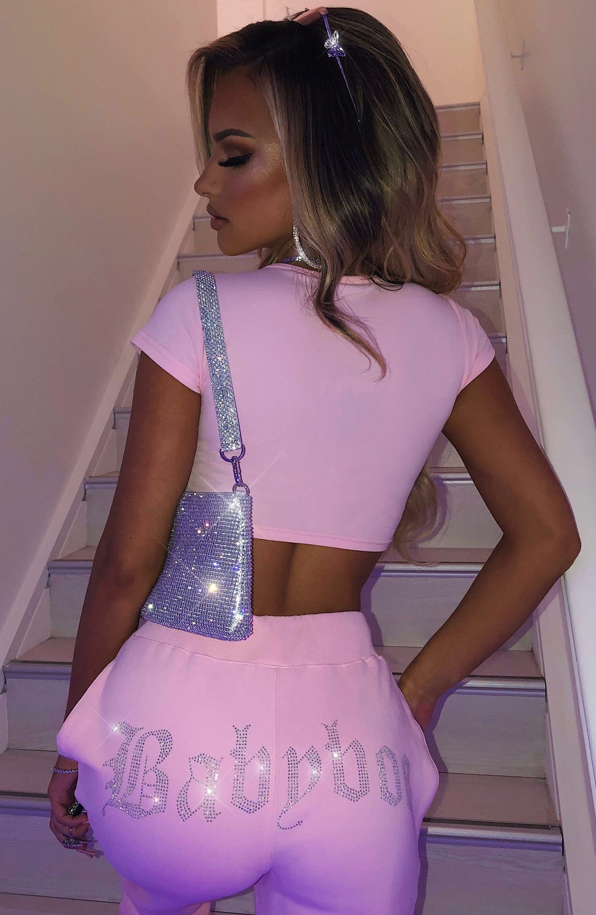 Portia Diamante Crop - Pink Portia Diamante Crop - Pink