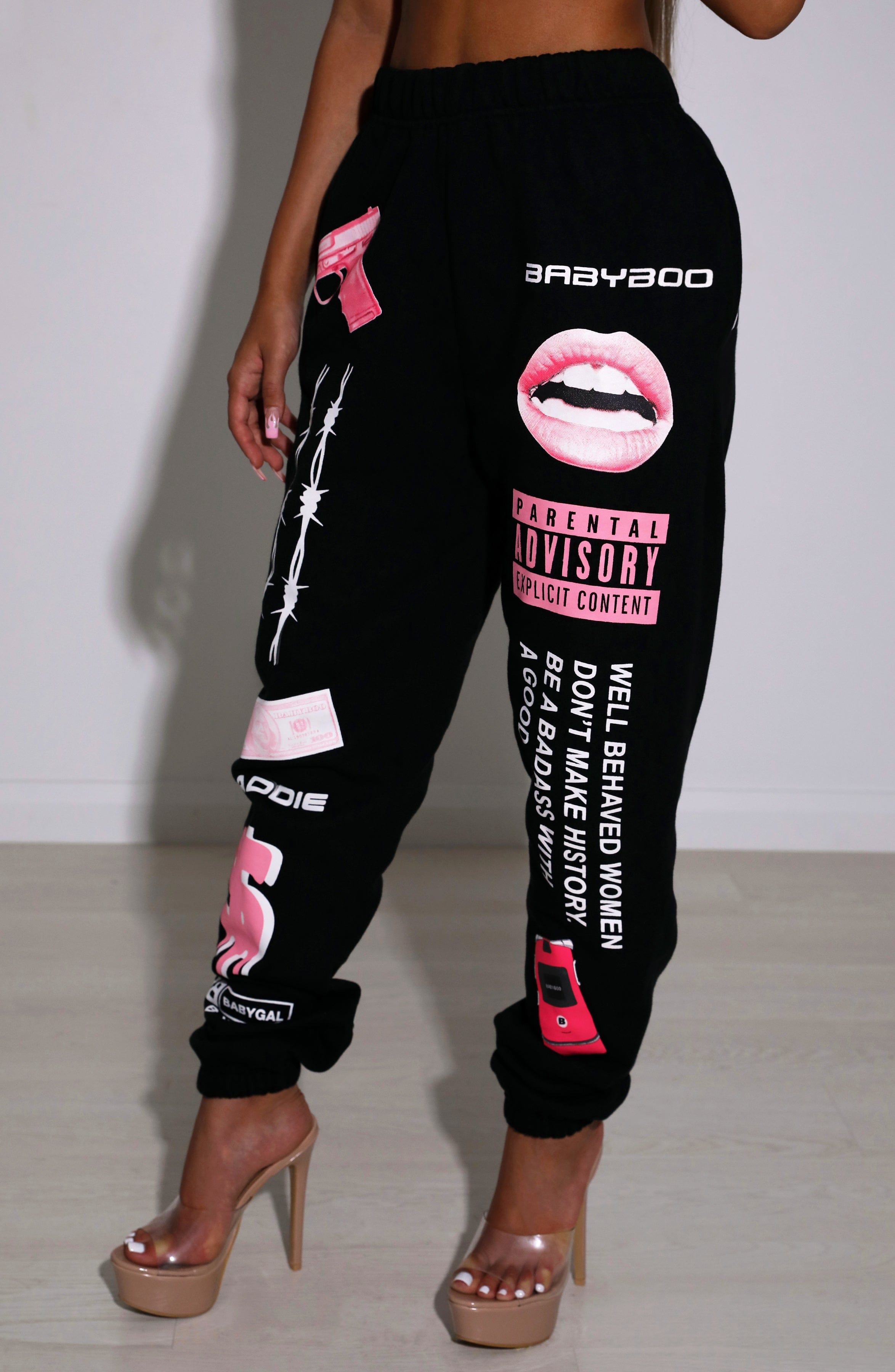 Baddie Graphic Trackpant - Black Baddie Graphic Trackpant - Black