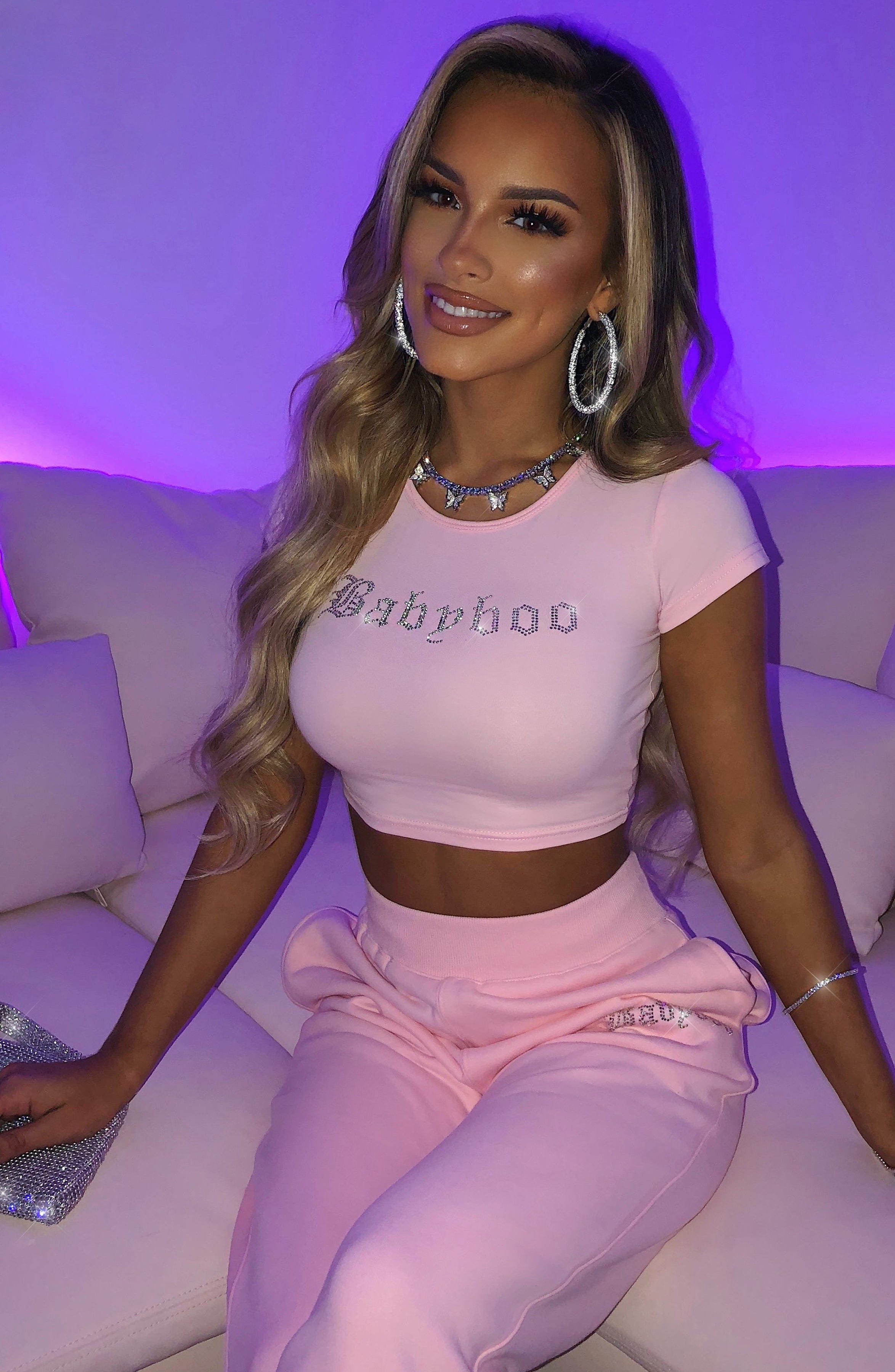 Portia Diamante Crop - Pink Portia Diamante Crop - Pink