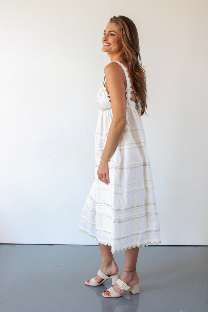The Sophia Midi Dress in Off White The Sophia Midi Dress in Off White